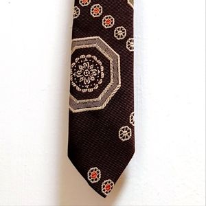 Vintage 70s Mens Necktie VTG Lord Copley Wide Tie - Brown geometric polyester